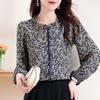 Printed Chiffon Shirt Spring and Autumn New Fashionable Style Shirts Women's Age-reducing Tops