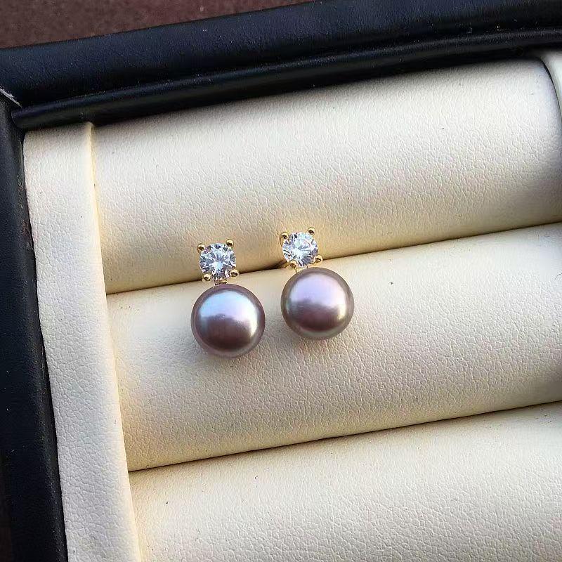 Princess Diana Style Natural Freshwater Pearl Luxury Stud Earrings for Women in 925 Silver