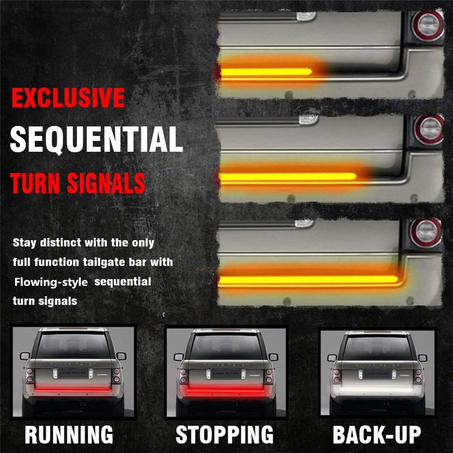 49" Triple Row LED Tailgate Light Bar Turn Signal / Brake / DRL / Reverse Lamp
