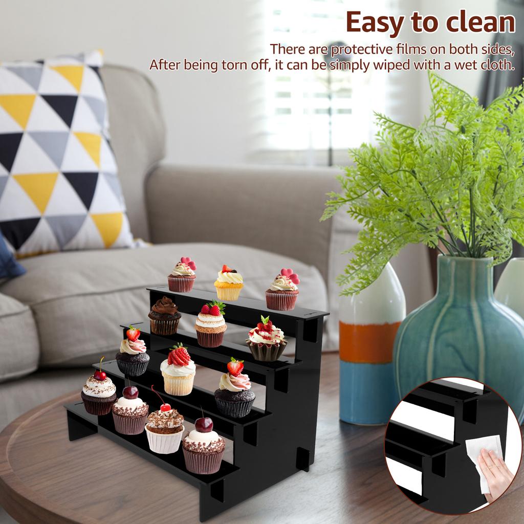 4 Tier Acrylic Display Stand Transparent Perfume Cupcake Jewelry Cosmetic Doll Clear Storage Shelf Blind Box Organizer