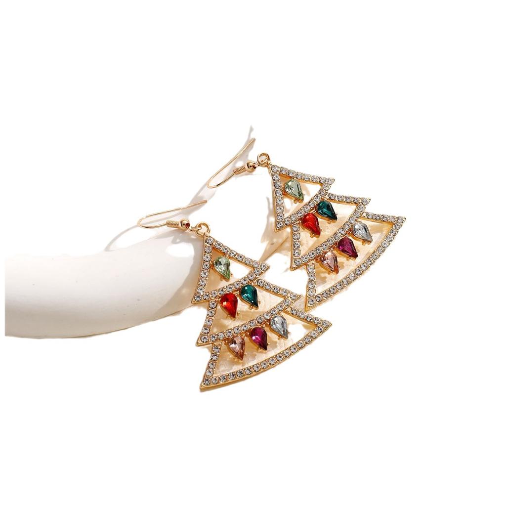 1pair Christmas Christmas Tree Earrings Earrings European and American Festival Cross-border Earrings Women's Creative Holiday Fashion Gifts