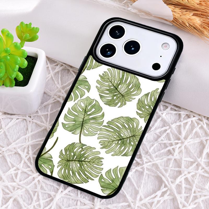 Green Monstera Leaf Phone Case for iPhone 17 Air 16 15 11 12 14 13 Pro Max Shockproof Cover