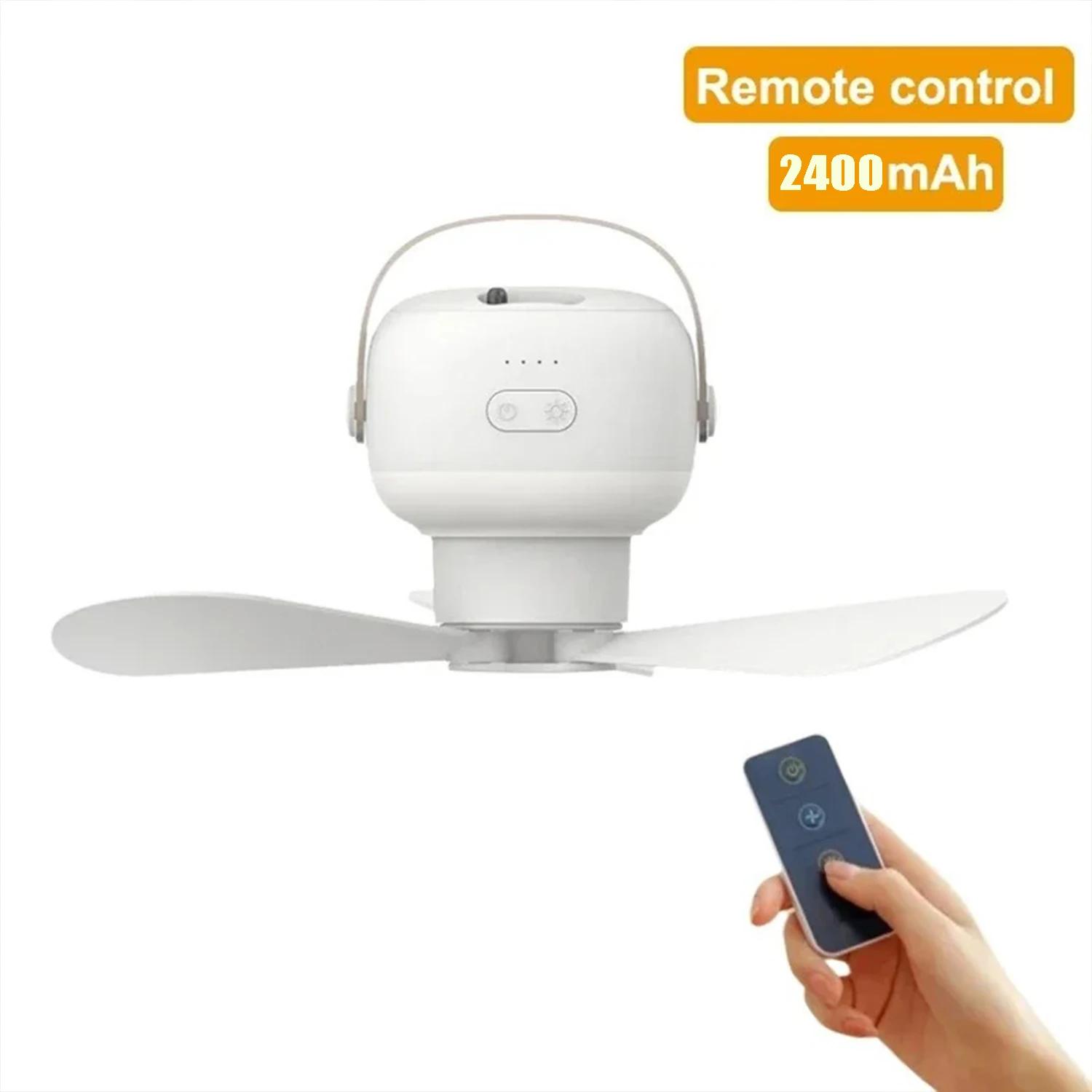 

Portable Wireless Mini Ceiling Fan Light With Remote control, Suitable For Indoor And Outdoor Use, Camping, Home And Office Gift