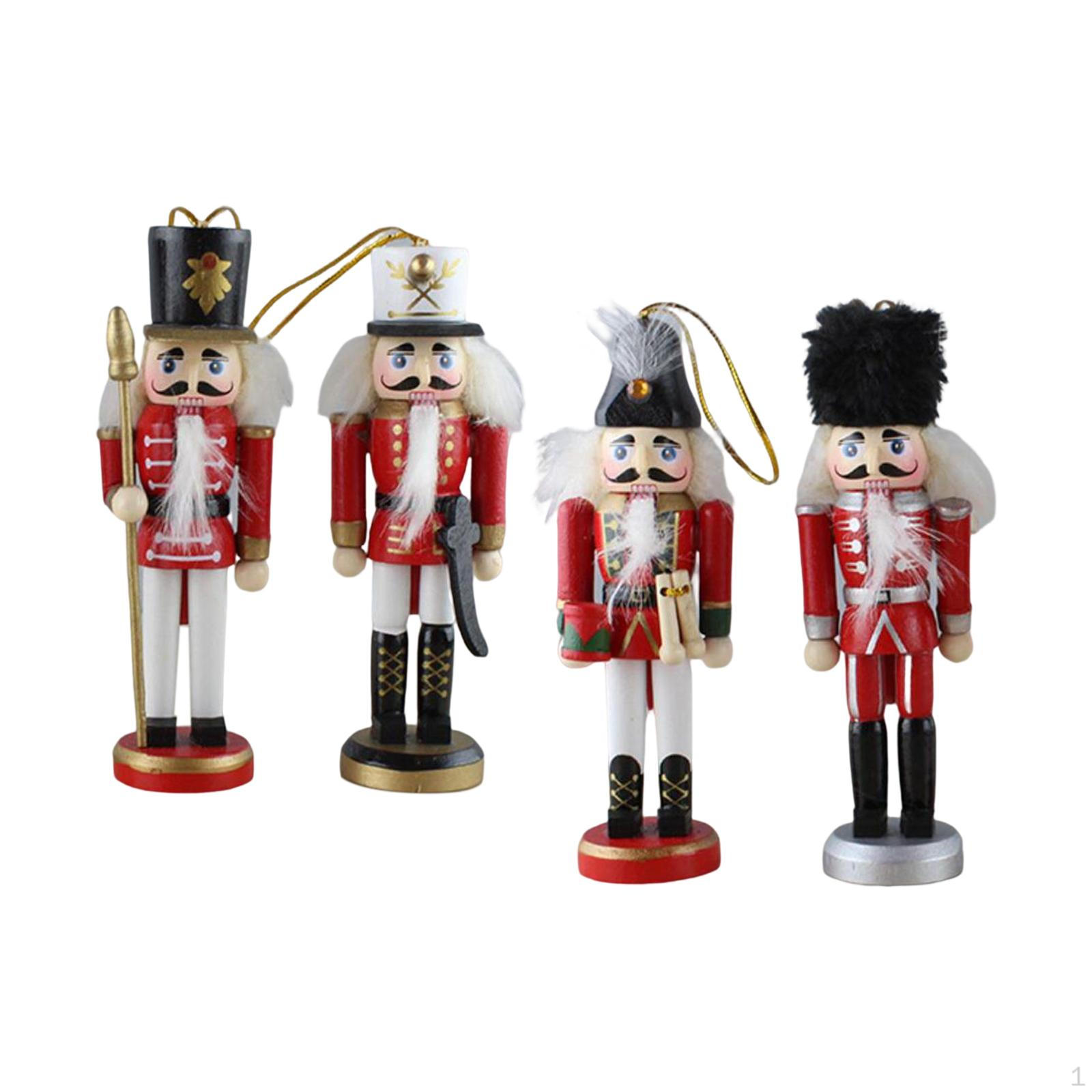 4x Wooden Nutcracker Puppet Photography Props Gift Holiday Collectible Christmas Traditional