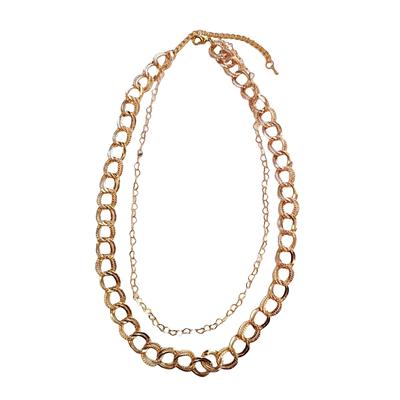 [R8050] - Colar de designer 'Cléopatra' dourado (2 linhas) - 12 mm