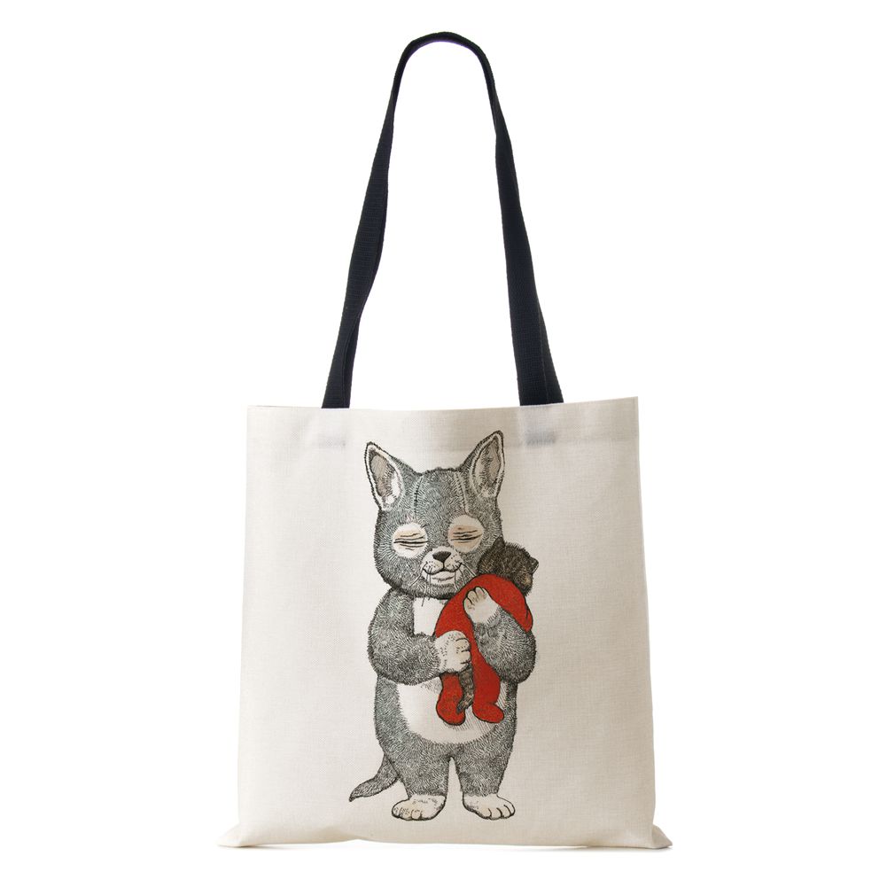 Women Canvas Shoulder Bag Shopper Bear Harajuku Casual Handbag Kawaii Eco Reused Large Capacity Travel  Tote Books Bag CLE