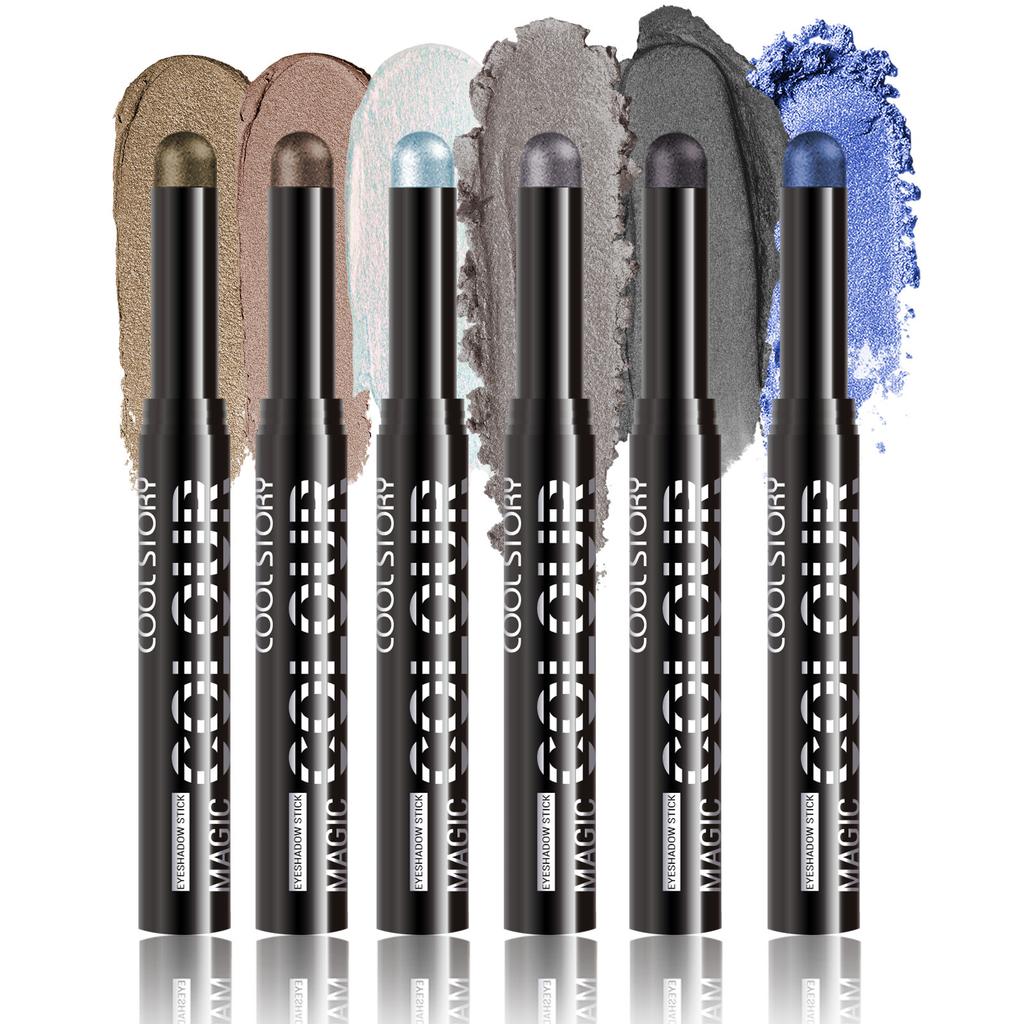 Smoky Dark Blue Eyeshadow Pencil Stick Waterproof Pearlescent 24 Colors Metallic Glitter Eye Shadow Highlighter Pen Makeup Tool