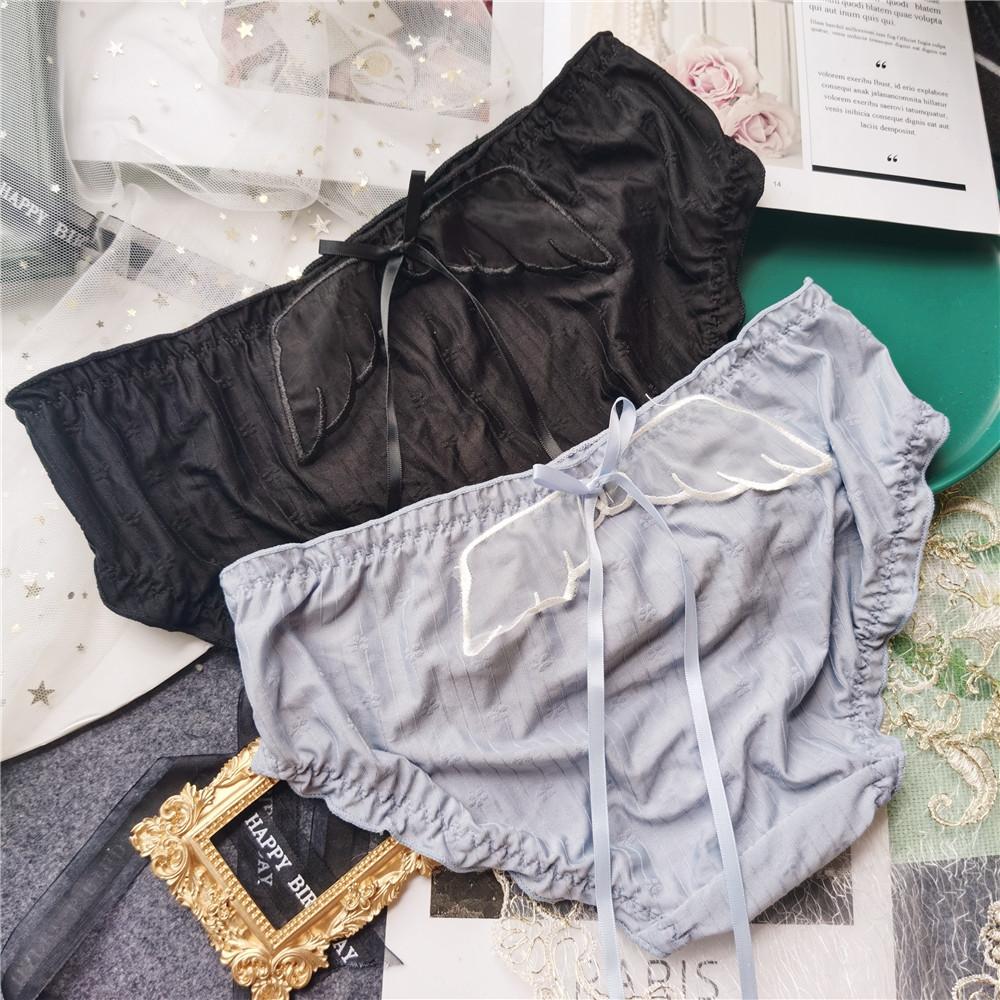 Briefs Cute Elastic Big Jacquard Dark Ice Silk Underwear Sexy Low-rise Women's Panties