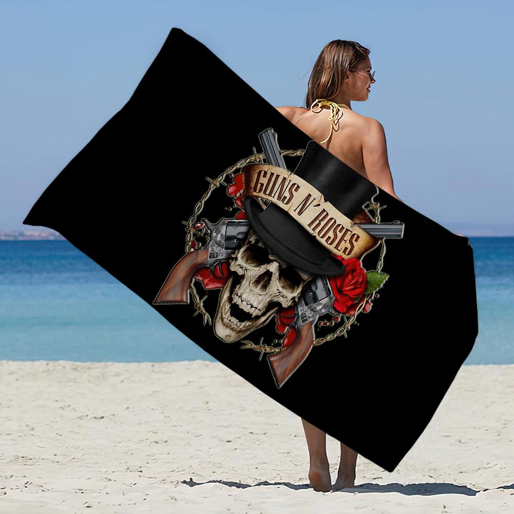 Asciugamano da Spiaggia Rock Skull dei Guns N Roses, Asciugamano da Spiaggia Grande, Asciugamano ad Asciugatura Rapida, Assorbente, Morbido, per Nuoto, Spiaggia, Uomini, Donne