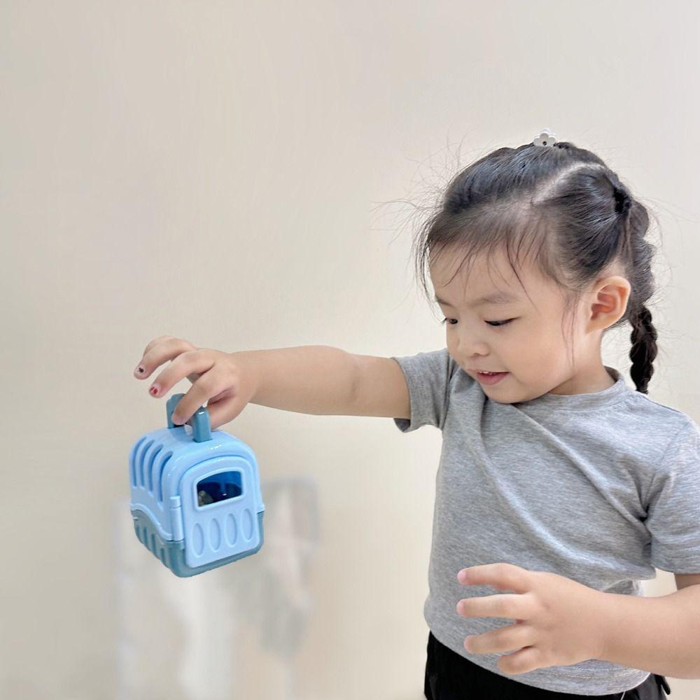 Family Toys Dog Dollhouse Toy Pet Basket Dog Cage Toys Playing House Dog Doll Set  Birthday Gift