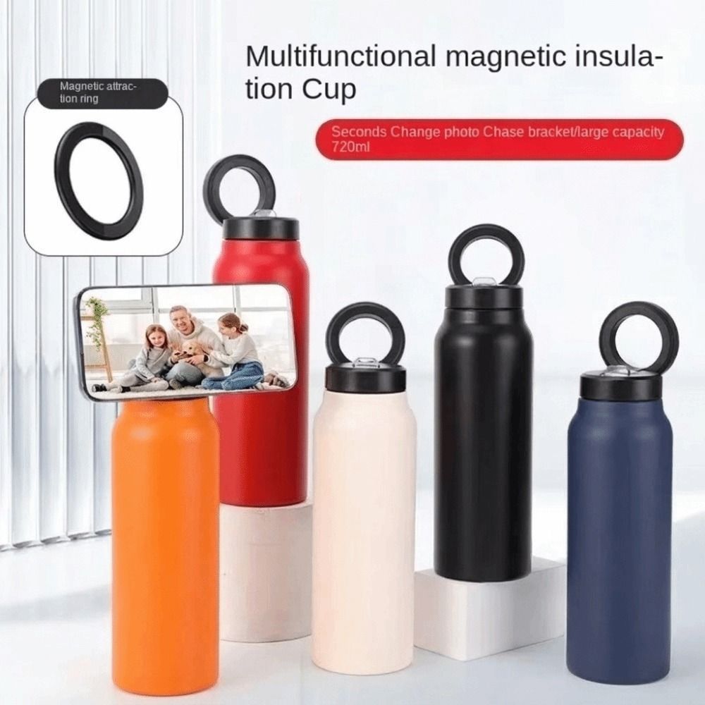 24oz Magnetisk Telefonhållare Vattenflaska Magnetisk Termosmugg Isolerad Vattenflaska Sportanvändning