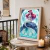Gentle Pearl-Inlaid Little Mermaid Frameless Art | Moonlit Sea Rock Bg, Handmade 3D Pearl Craft, Ideal for Creamy, Ocean Home Decor
