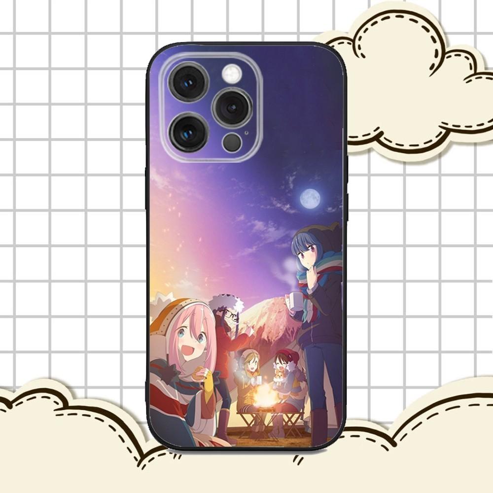 Y-Yuru C-Camp Anime Phone Case For iPhone 16e,16,15,14,13,12,11,Pro,X,XS,Max,XR,Plus,Mini Soft Black Cover