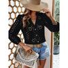 BITCED Women's Fashion Casual Solid Color Print Long Sleeve V-Neck  Blouses & Shirts