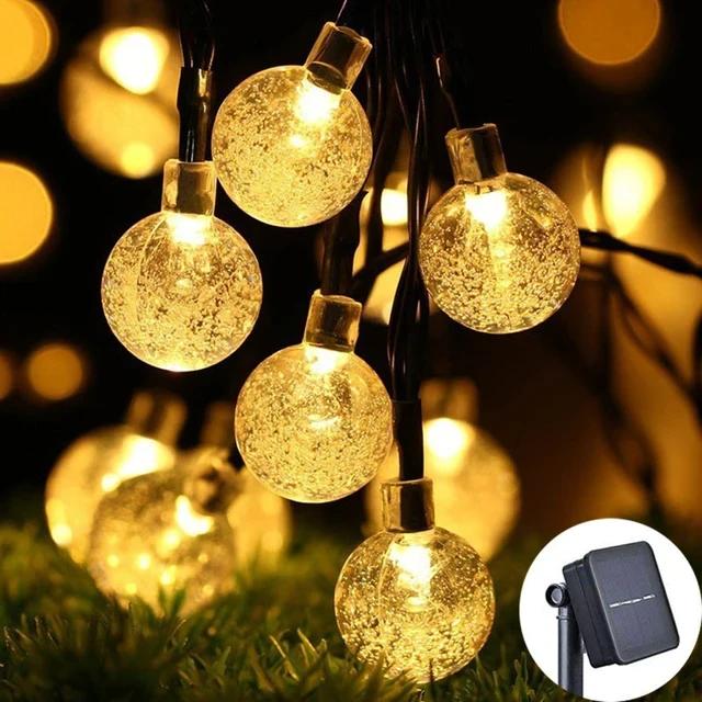 Luci a LED a globo di cristallo solare 60 LED 8 modalità di illuminazione IP65 Ghirlanda di luci natalizie per decorazioni da giardino