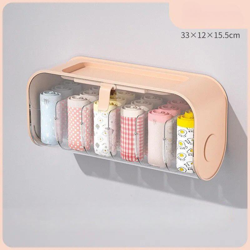 Cutie transparentă de depozitare pentru lenjerie intimă, chiloți, agățat pe perete, cutie de depozitare pentru șosete, organizator de dulap, organizator de depozitare pentru dormitor, condimente