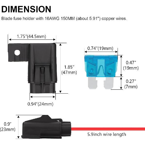 3 Pack Inline Waterproof Fuse Holder, with 10 Amp 15 Amp ATC/ATO Blade Fuses, 16 AWG Pre-Wired Kit Heavy Duty Inline Fuse Holder for Marine