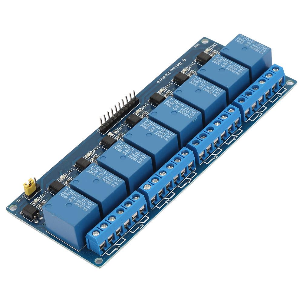 8 Channel Relay Module with Optocoupler Isolation Blue Board PLC Relay Module for Control(12V)