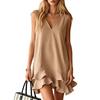 New Trendy Viral V-Neck Sleeveless Loose Ruffled Hem Dress