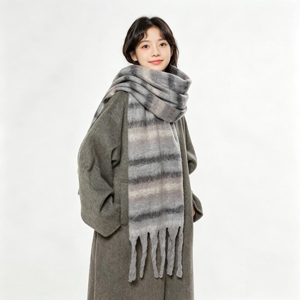 New Mohair Maillard Scarf Autumn and Winter Korean Premium Versatile Imitation Cashmere Warm Shawl
