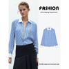 Za2025 Spring New Women Clothes Casual All-matching Color Matching Stripe Lapel Long Sleeve Shirts 2586039 044