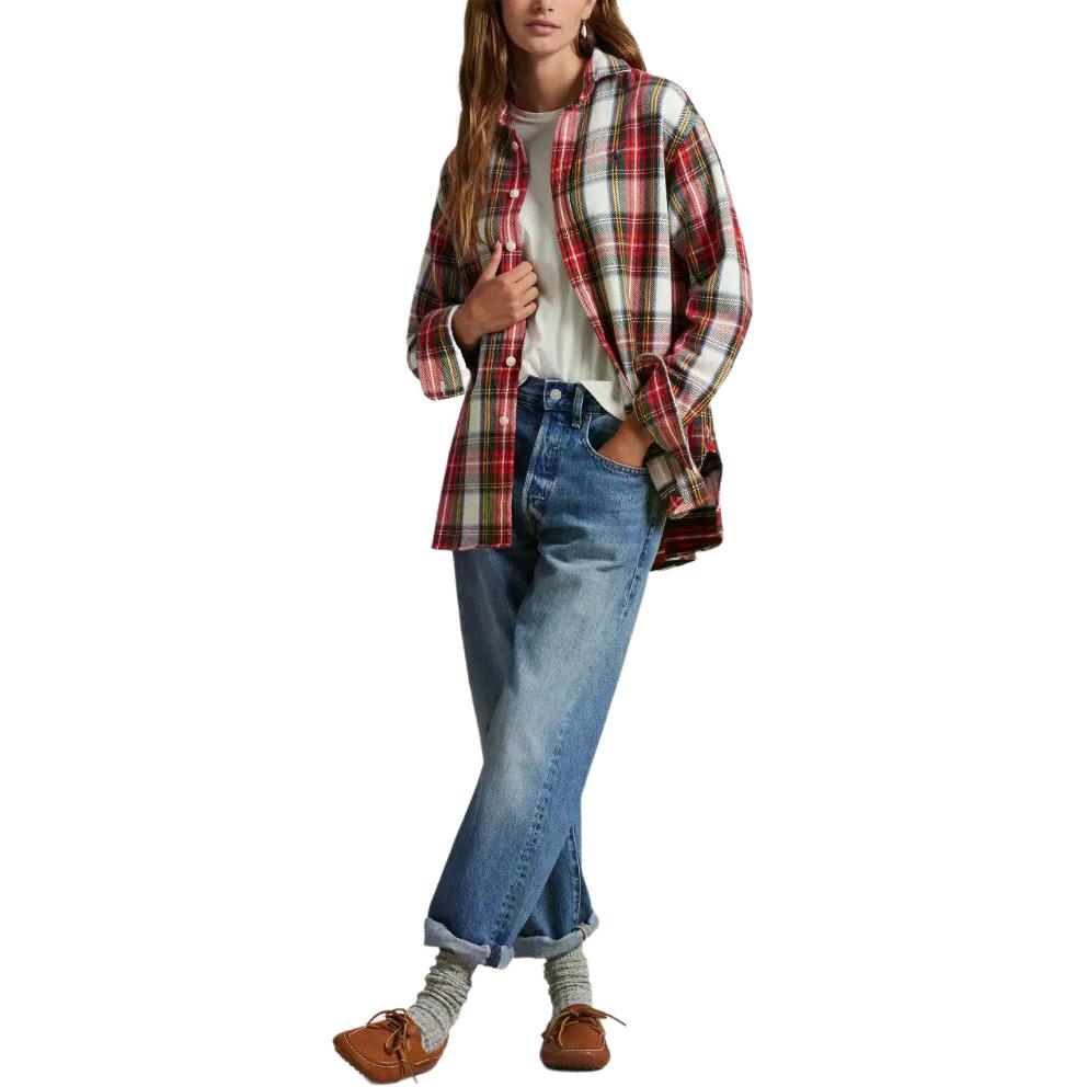 Polo Ralph Lauren Plaid Collar Button Long Sleeve Shirt Women Shirts 211978158-001