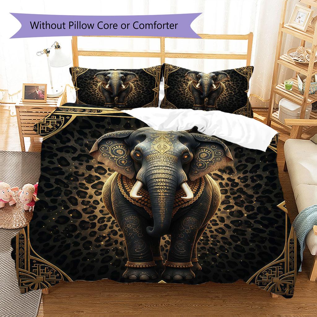 Leopard-print animal Pattern Bedding Quilt Set Quilt Cover Pillowcase Home Decoration Birthday Gift (1 * duvet cover + 2 * pillowcase, without core)