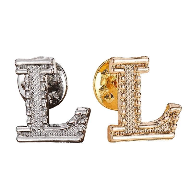 2Pcs New Metal Initial A To Z Pin 26 English Letter Pins Brooches Suit Shirt Badge Lapel Pin Fashion Jewelry For Men Women