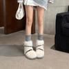 2025 autumn and winter snow boots flat bottom inner height increase thick sole high heel boots women's short boots fluffy boots belt buckle fleece war