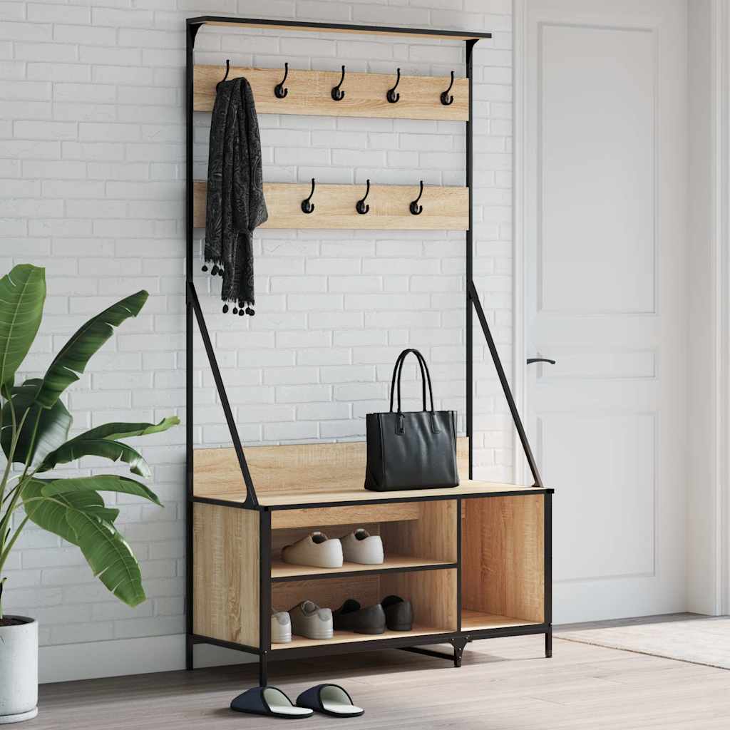 Clothing Rack with Shoe Shelf Sonoma Oak Finish 100 X 41 X 184 Cm