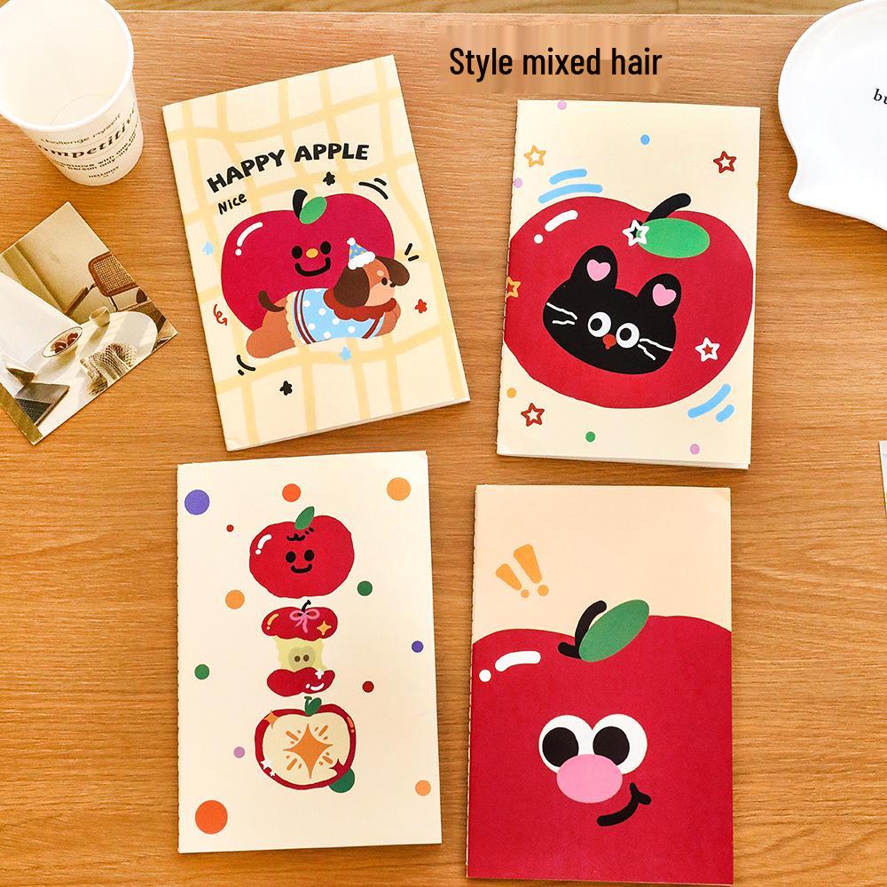 Creative Cartoon Apple Stitching Notebook - Cute Diary & Study Planner Gift for Students A5