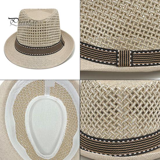 Mesh Woven Hat Wide Brim Sun Hat, Hollow Breathable Jazz UV Outdoor Protection Air Circulation for Activities Beach Travel Golf