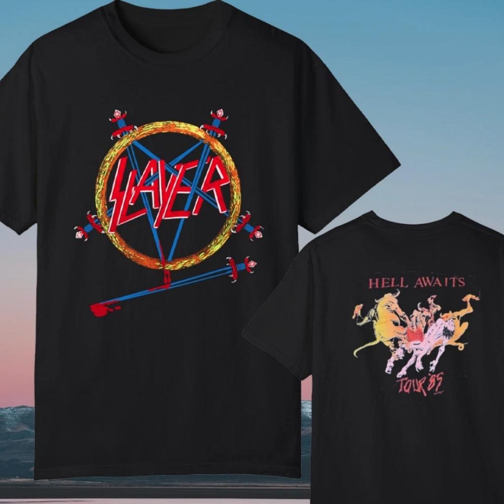 Slayer Cleaved Skull Inspirational Print TShirt Casual Street Style Cotton TShirt Suitable For Metal Enthusiasts