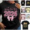 2026 New Year T-Shirt Fashion Men and Women's Happy New Year 2026 Print T-shirt Casual Crew Neck Short Sleeve Tees Top