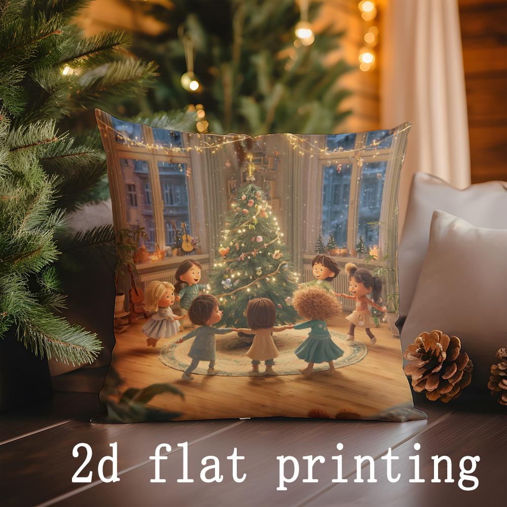 Home Decor Santa With Gifts Christmas Pillow Suitable For Sofa Bedroom Car Pillow Cover Cushion Rectangular Back Cushion