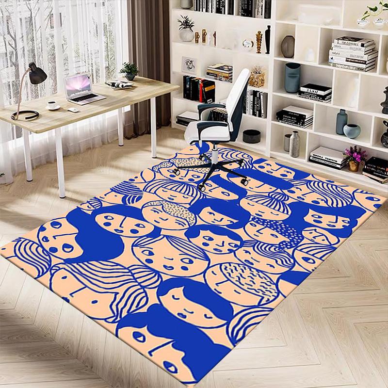 1PC Faces Pattern Extra Large Non Slip Floor carpet, Office, family, bedroom Large Area Rug Indoor Rugs, Vibrant Colors