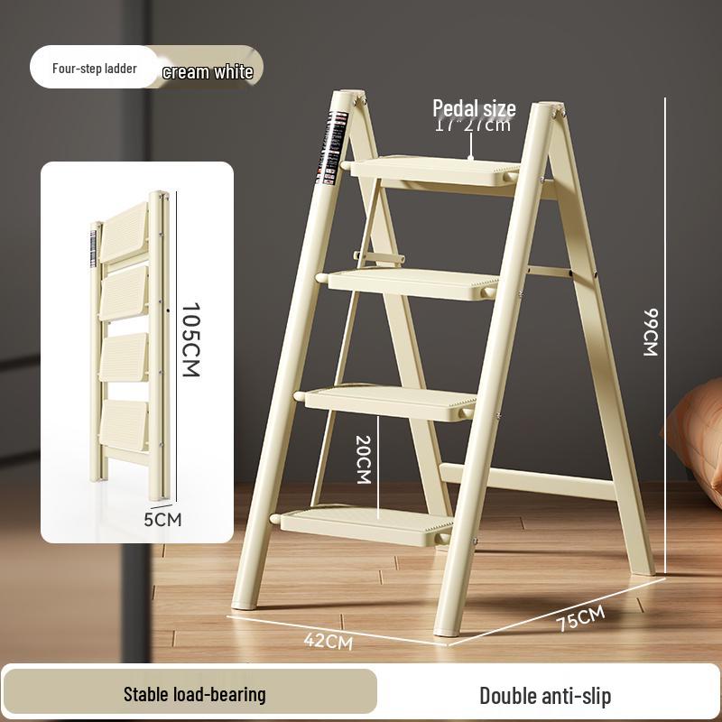 Multifunctional Folding A-Frame Telescopic Ladder: Indoor Thickened 3 or 4-Step Climbing Ladder