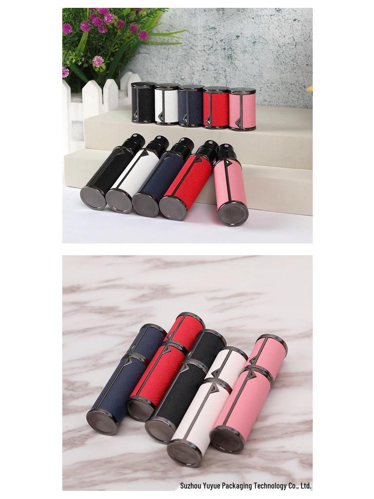 5ml High-End Leather Portable Perfume Refill Bottle with Bottom Filling Spray