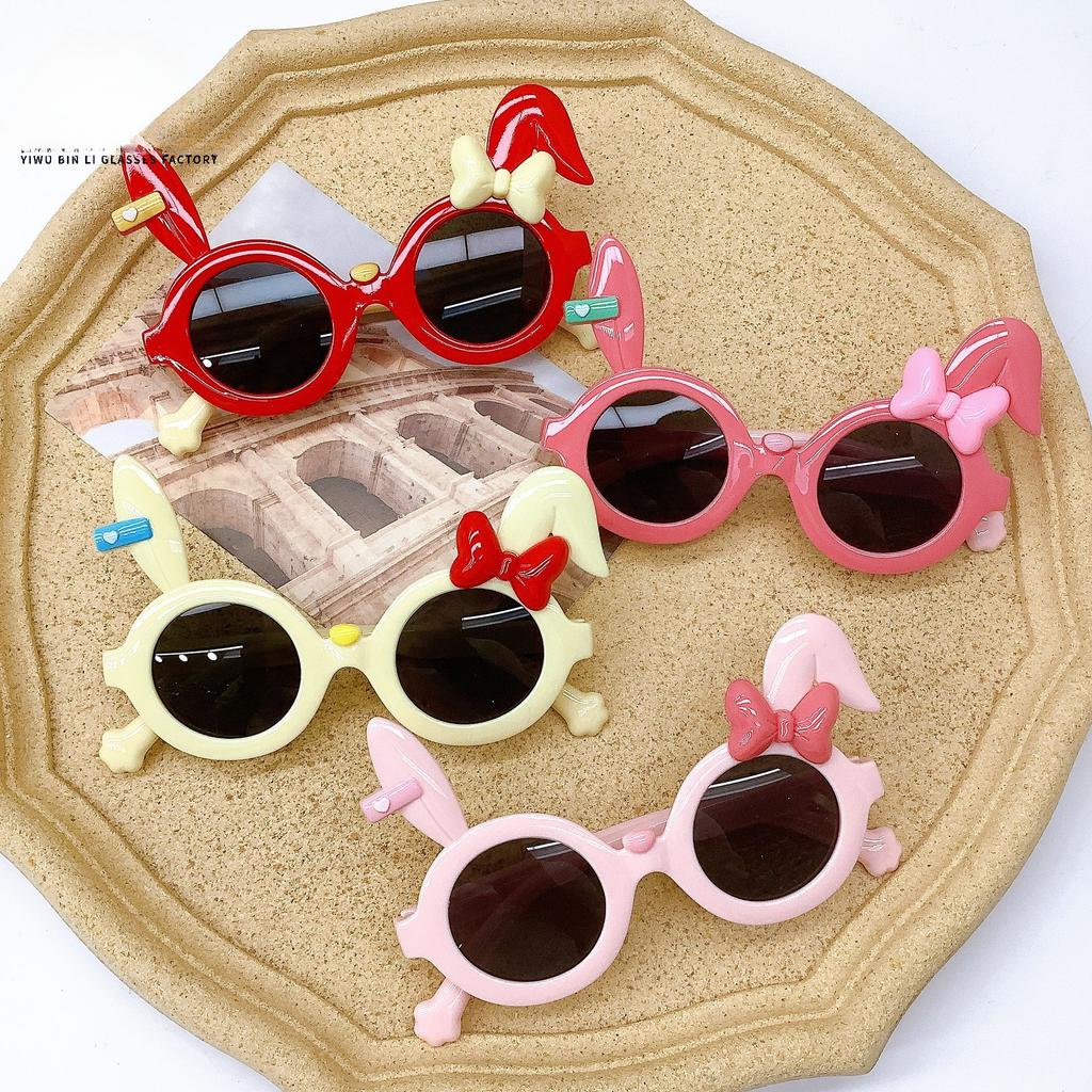 Retro Children'S Glasses Boys And Girls Cute Rabbit Sunscreen Sunshade Sunglasses Baby Cartoon Concave Sunglasses Tide