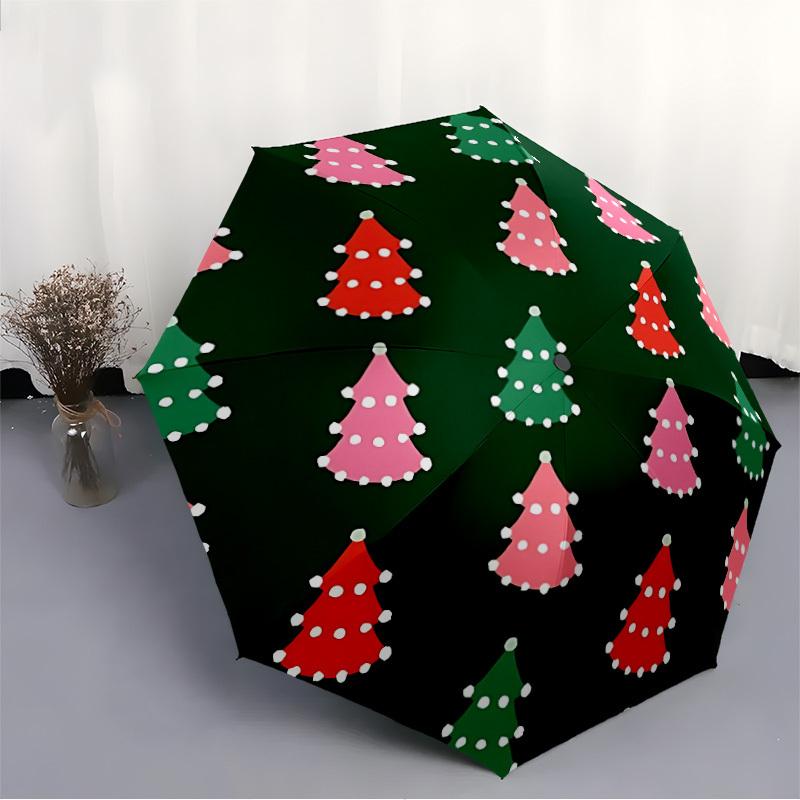 1pc Christmas Trees Open/Close Folding Umbrella, All- Portable Umbrella for & Men, Stylish Accessory (Holiday Gift) 8-Rib yy251213182
