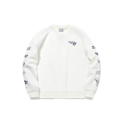 Li Ning CF Long Sleeve Crew Neck Pullover Sweatshirt Unisex Sweatshirt Off-White AWDQC14-4