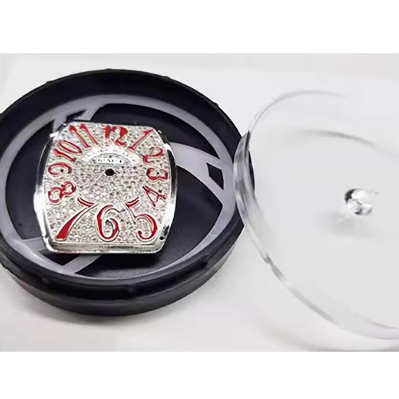 Single Watch Head Storage Case Round Organiser Box Container Featuring Transparent Top Lid for Display and Travel Use