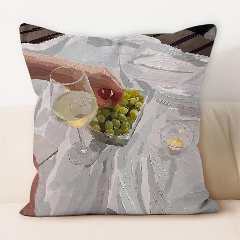 "Artistic Wine & Grapes Leisure Throw Pillow Cover"
