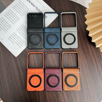 Motorola Razr 50 Ultra 40 Ultra için Deri 3 Adet Katlanır Kılıf Kablosuz Şarjlı İnce Darbeye Dayanıklı Stant Manyetik Arka Kapak