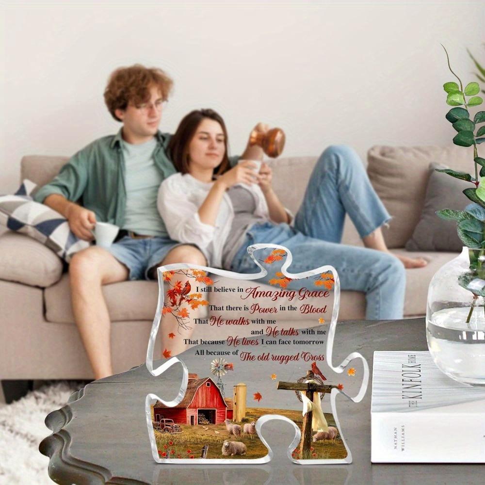 Christian gift: Prayer, religious gift for Mother's Day/Father's Day. Tabletop puzzle shape acrylic decoration.