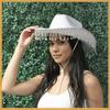 Elegant Cowboy Hat Black White Pink West Fancy Dress Cap Casual Bride Bucket Hats  Photo Props