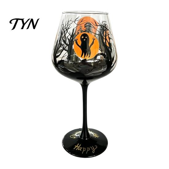 Bicchieri Artistici per Bevande, Calice da Vino con Gambo di Halloween, Bicchieri da Bere Dipinti a Mano, Bicchieri Decorativi per Feste, Capacità 720ml