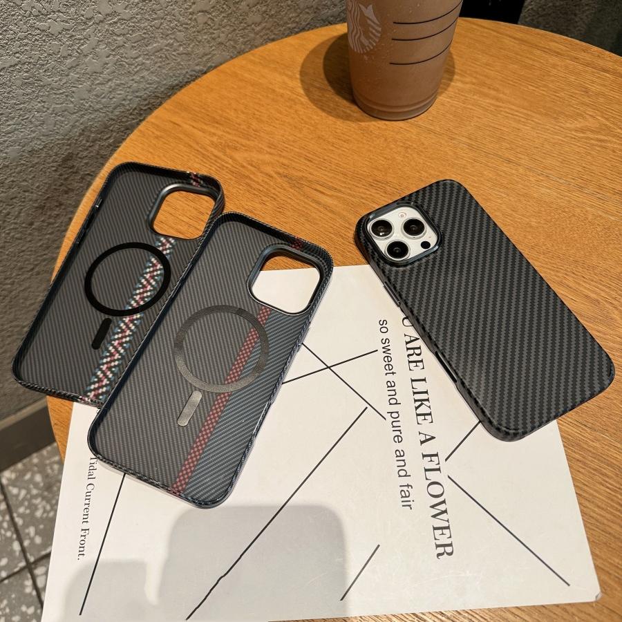 Luxury Carbon Fiber Magsafe Phone Case Metal Lens For iPhone 11 12 14 15 13 16 Pro Max  Wireless Charging Shockproof Cover Fundas