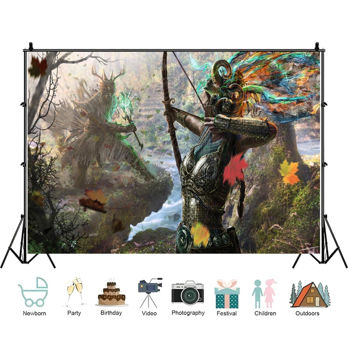 2D plane 1 piece of fantasy forest battle magic background cloth medieval theme party wedding 100x150cm