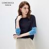 Kemengboka Women's Silk Blend Faux Two-Piece Long Sleeve Knit Top